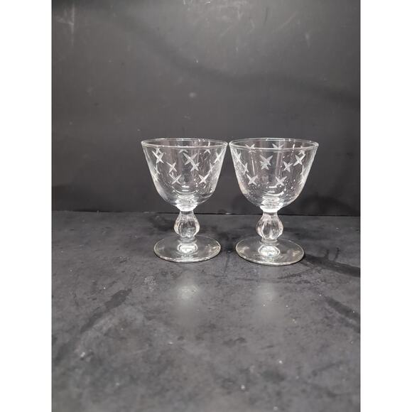 Libbey MCM X Gray Cut Stardust Atomic Champagne‎ Sherbet Goblet Glass Stemware - Picture 4 of 9